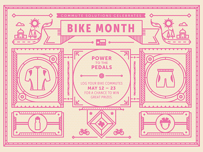 Bike Month austin bike commute line art
