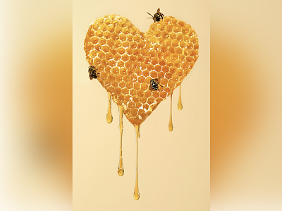 Sweetheart art composite conceptual conceptual illustration drip drop food heart honey honeybee honeycomb love photography
