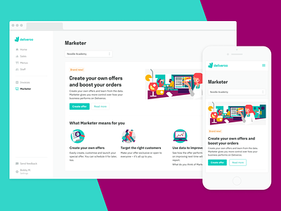Marketer – restaurant ad platform deliveroo growth illustration marketer product design tools