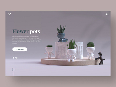 Flower Pot - Hero exploration 3d cactus character clay clean column design flower home interior marble minimal nature plant porcelain shadow simple vectary wood