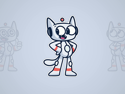 PerfBuddy Mascot animation 2d adobe after effect brand cat clean creative flat grey identity logo mascot minimal modern report robot simple slider