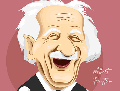 Albert Einstein Caricature art caricature design flat character flat design graphic design illustration illustrator vector