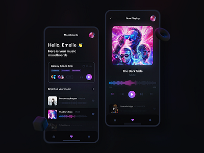 Music Application Concept 🎵 app dark dark ui design gradient music app music player player ui typography ui ux