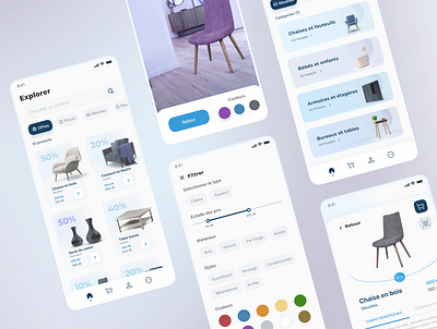 Furniture E-commerce AR UI app design landing page mobile app product design ui web design