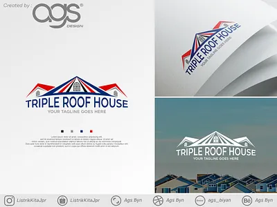 Triple roof house art background branding design graphic design home illustration logo property realestate roofhouse ui ux vector