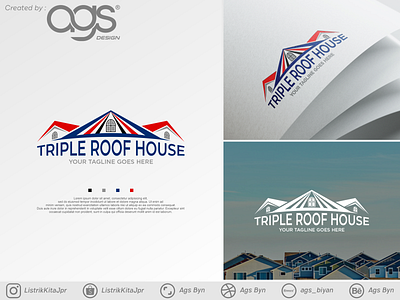 Triple roof house art background branding design graphic design home illustration logo property realestate roofhouse ui ux vector