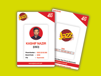 JAZZ EMPLOYEE CARD DESIGN TEMPLATE banner banner ad branding business business cad business card design card design design facebook ad graphic design illustration instagram logo motion graphics ui