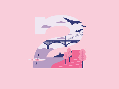 Congress Bridge bats bridge bridges illustraion illustrations nature pink pink logo purple