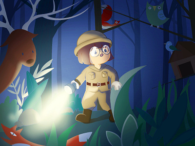 Adventure adventures animal forest girl illustration