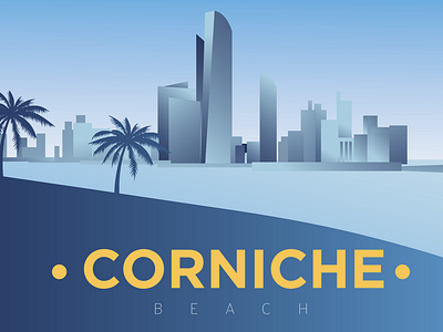 Corniche Beach abu dhabi abudhabi arabian art corniche illustration landscape skyline vector