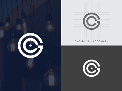 G + C + BULB abstract art black brand branding bulb bulldog clean concept creative design flat g graphic icon identity illustration logo minimal typography