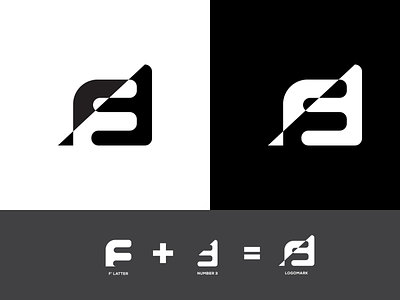 F3 combination logo mark for your Business 3 logo abstract android logo art branding design drawing f mark icon identity lettering logo minimal modern monogram monogram logo sketch symbol typography