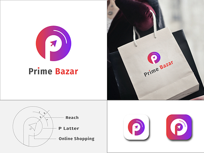 Prime Bazar 3d bazar best logo branding branding lgoo color logo design gradiant graphic design icon identity illustration logo minimal prime top logo typography ui vact logo vector