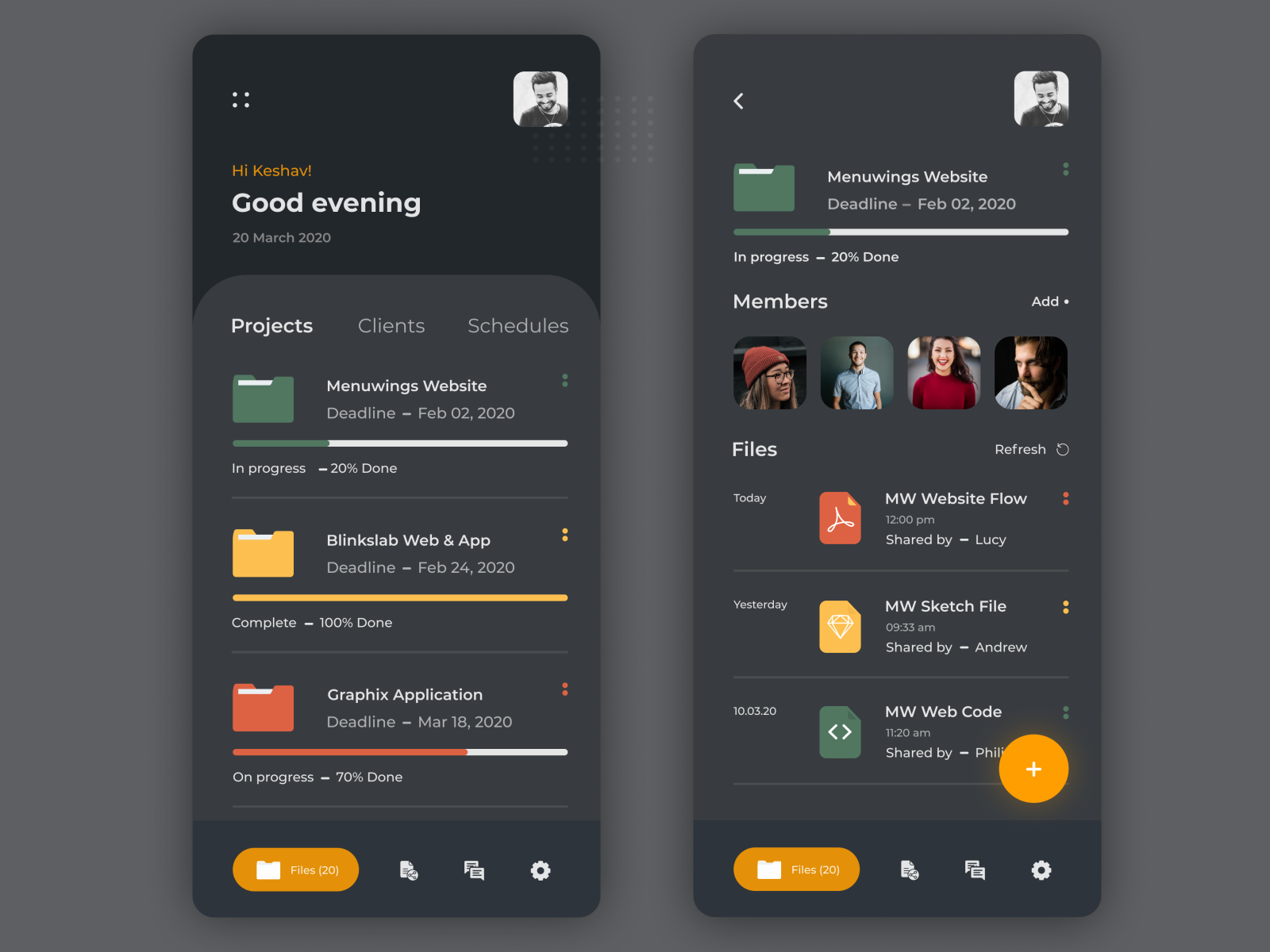 Project Management App Dark Mode by Keshav Dev on Dribbble