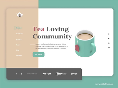 Tea Lovers Website 2020 trend 3d animation color design designer figma hand drawn landingpage minimal tea typography ui uidesign userinterface ux visual design web website