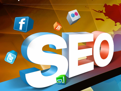 Seo & Social Media Banner banner blue colorful orange seo social media