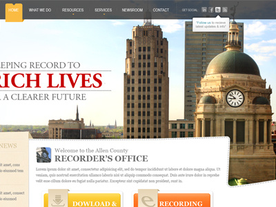 Recorder Office Website buttons city clean navigation orange transparent website yellow