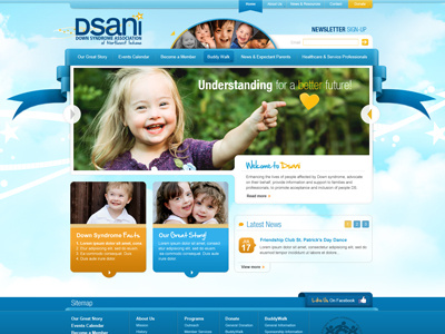 Dsani blue clouds down syndrome orange web website