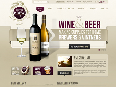 HBI Project user interface burgundy ecommerce brown web design vintage catalog grey ui web ui tan products web website wine beer brew