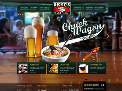 Dicky's Wild Hare bar beer design drinks food green hare typography web web design website