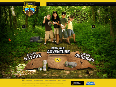 Natgeo AE Project web site nature green natgeo kids web design interactive design yellow colorful explorer grunge map bugs ui web ui rotator banner website national geographic products toys arrows
