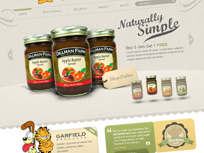 Dillman Farms catalog clean cta design garfield jam jars rotator tag web web design website