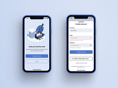 Sign Up For Online Movie Ticket || Mobile Apps Concept