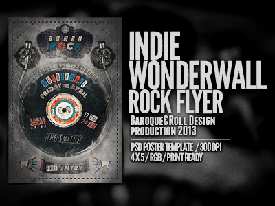 Wonderwall Indie Rock Flyer band brit pop gig indie live record retro rock roll song vintage wonderwall