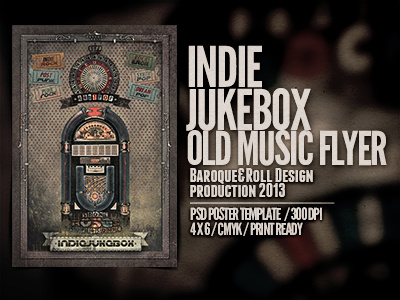 Indie Jukebox Flyer clock club concert event garage group indie jukebox live music oasis old