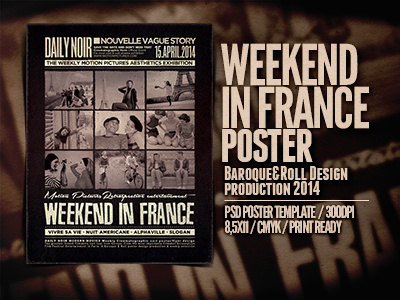 Weekend In France chic cinema collage flyer instagram modern motion pictures noir paris polaroid vintage weekend