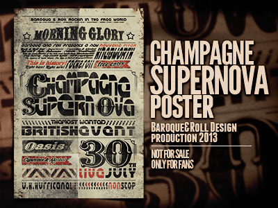 Champagne Supernova / Poster baroqueroll design british britpop event glory knebworth manchester oasis park