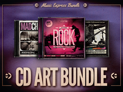 Music Express CD Bundle bundle cd design cult graphic greatest hit music radio records rock store style vinyl