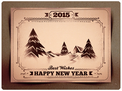 2015 New Year Retro Postcard 2015 christmas drawing new year postcard retro texture vintage