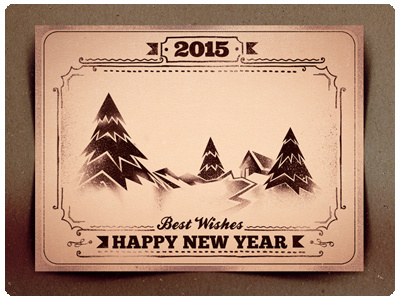 2015 New Year Retro Postcard