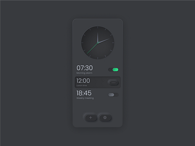 Neumorphism Alarm Clock alarm clock app dark mode hellodribbble interface neumorphism ui uiux