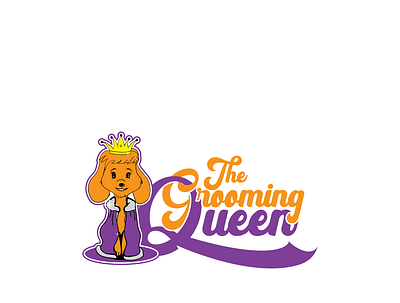 the grooming queen branding dog grooming logo queen typography vector