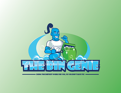 THE BIN GENIE blue branding design genie illustration logo trash vector wash