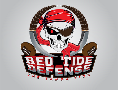 red tide defense 2 branding defense design football illustration logo pirate rugby skull vector
