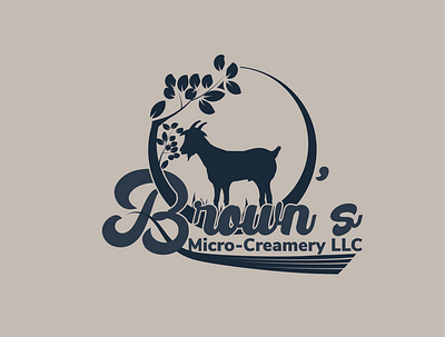 browns micro creamery branding design goat illustration logo tree vector