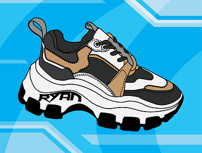 ryan s shoe black blue background branding design illustration shoe vector white
