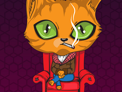 boss cat boss cat cigar cigarettes design illustration sitting vector