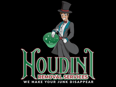 Houdini logo design branding design houdini illustration junk logo removal typography vector