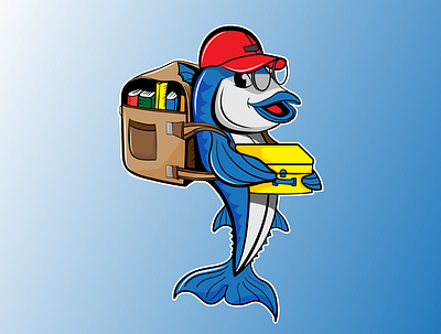 Student fish illustration branding carton class design fish illustration illustrator school sea student vector