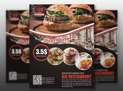 Flyer branding design foods illustration restaurant typography vector