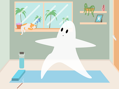 Spooky Gus does yoga character character design design digital art illustration illustrator