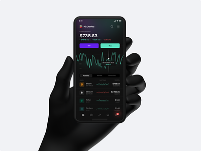 Cryptocurrency tracking & trading app app bitcoin buying cardano crypto crypto 2021 crypto wallet cryptocurrency dark mode ethereum graphs market neon selling stocks tether tracker trading wallet wallet crypto