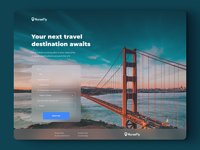 NurseFly travel - Landing page design adobe illustrator adobe photoshop concept design figma typography ui ux