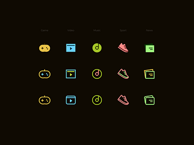 Icon Set - Style variations (fill, mix-color, outline) fill icon outline style variations