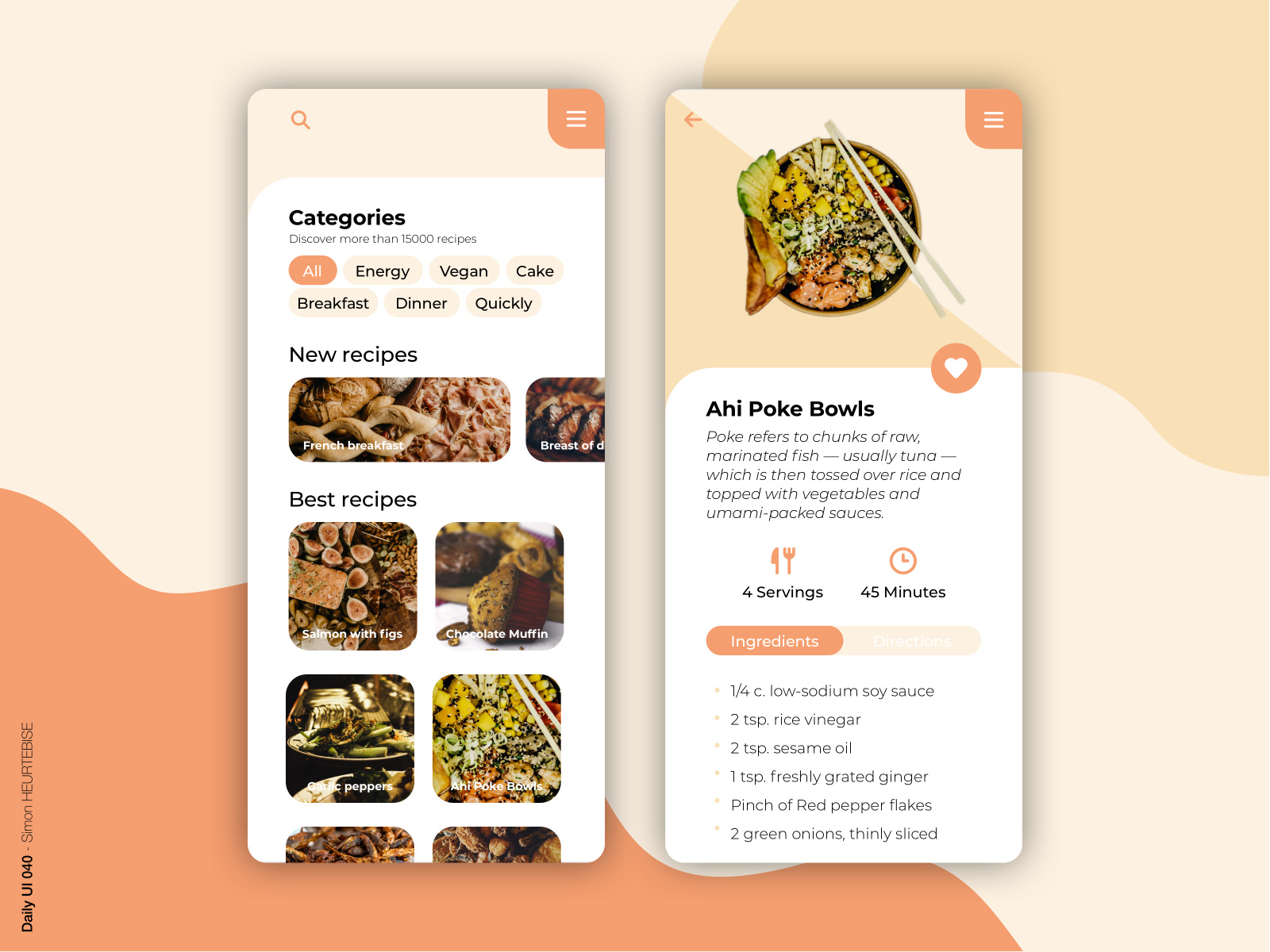 Daily UI 040 - Recipe by Simon Heurtebise on Dribbble