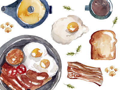 Delicious English Breakfast english breakfast food food illustration food watercolor illustration painting watercolor watercolor painting watercolour